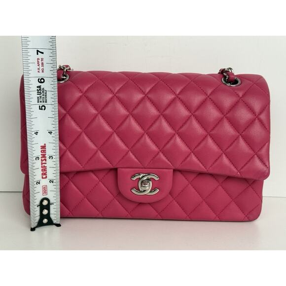 Chanel Lambskin Quilted Medium Double Flap Bag Pink with Silver Hardware B-4 - Picture 13 of 16